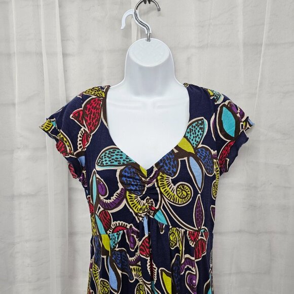 Boden Blue Purple Abstract Leaf Print Jersey Dress Boho Babydoll Y2K Artsy 8 - Picture 2 of 13